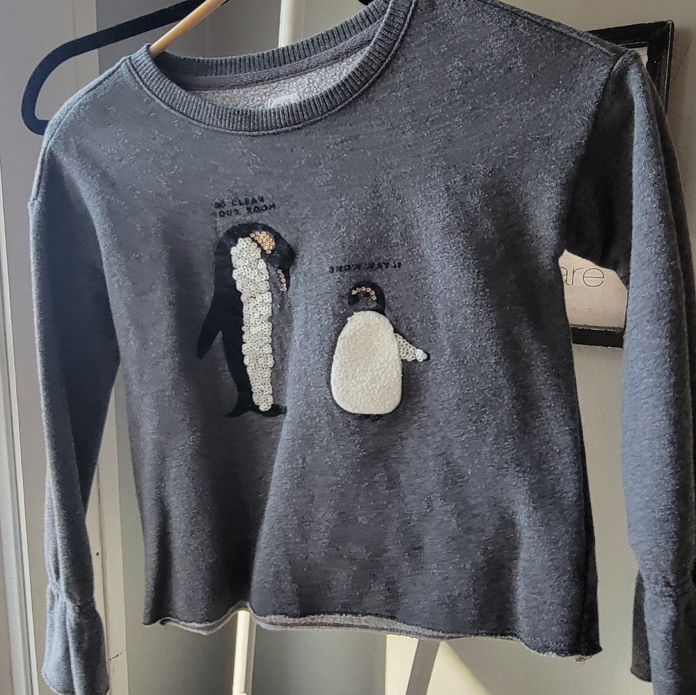 Gap penguin sweatshirt with sequin details and bell sleeves